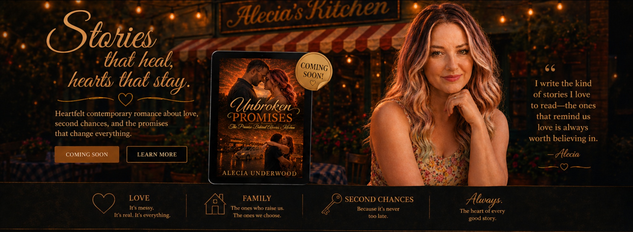 Stories that heal, hearts that stay. Alecia Underwood at Alecia's Kitchen.